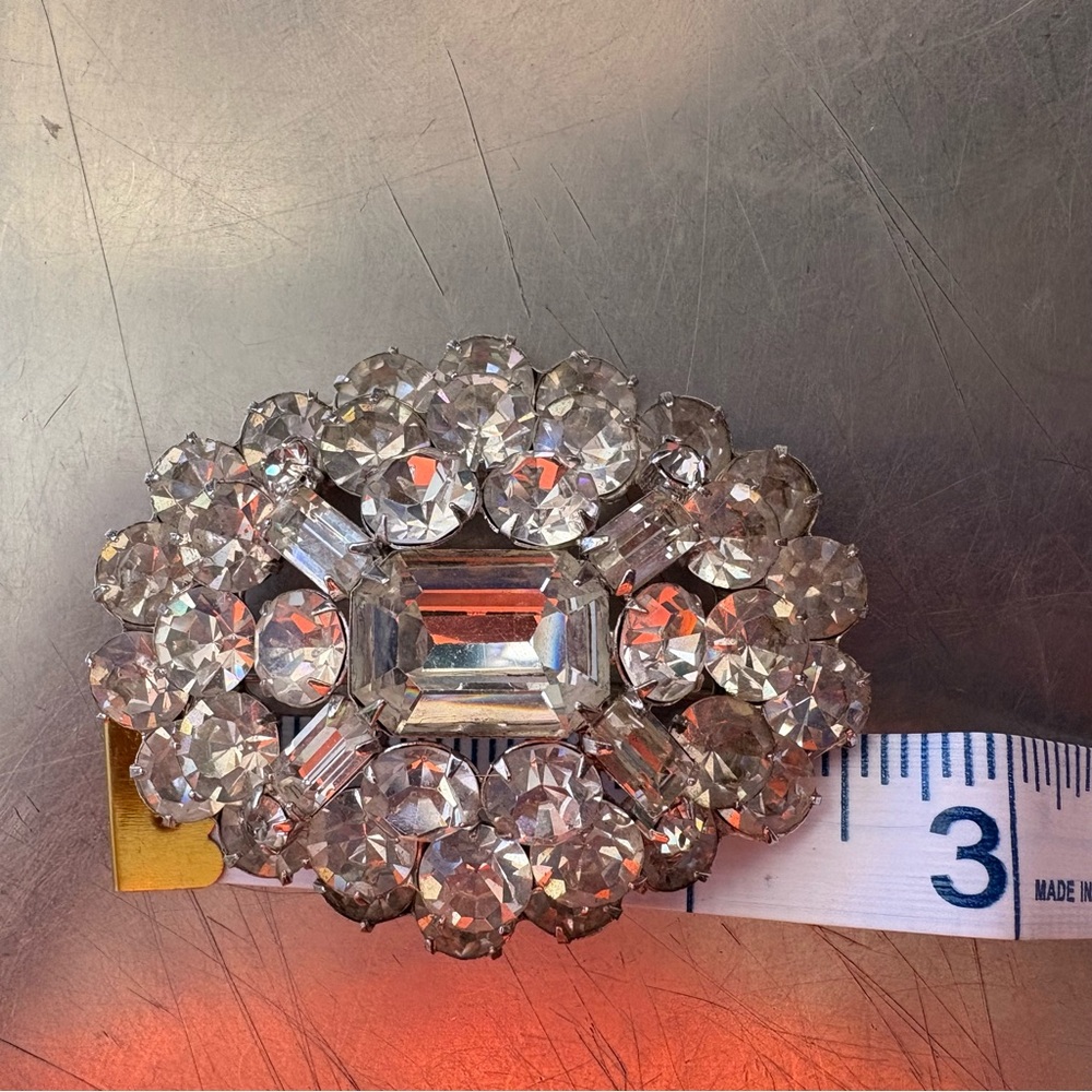 Vintage Elegant Silver Crystal Brooch